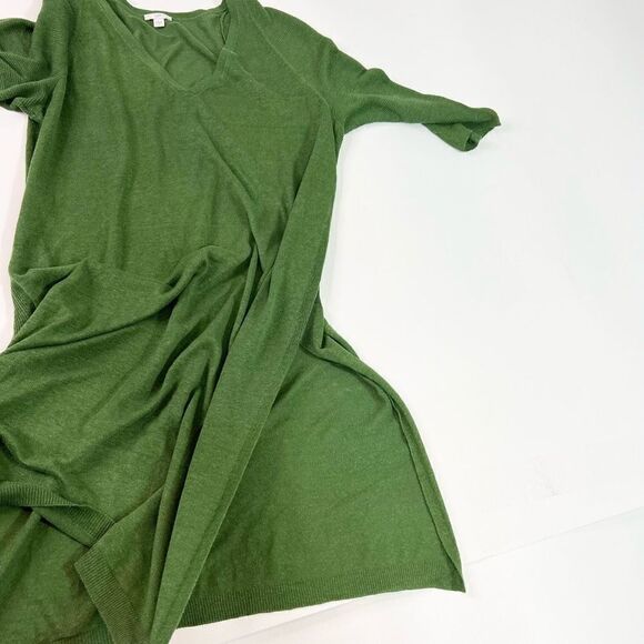 J.Jill Tunic Sweater Dress Women's Medium 3/4 Sleeve Linen Blend Two Side Slits - Picture 8 of 11